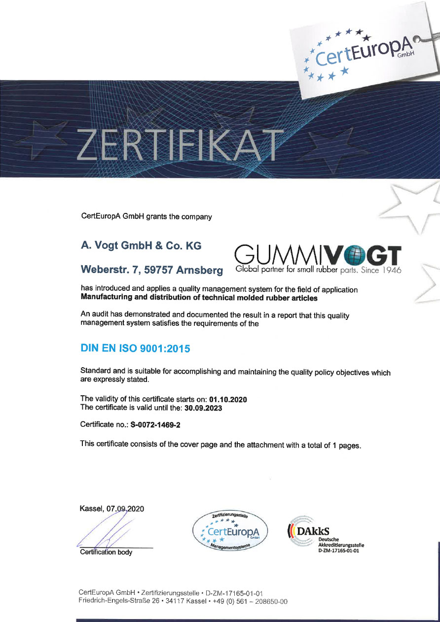 Certificate DIN ISO 9001:2015